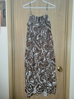 Womens Brown And White Dress
