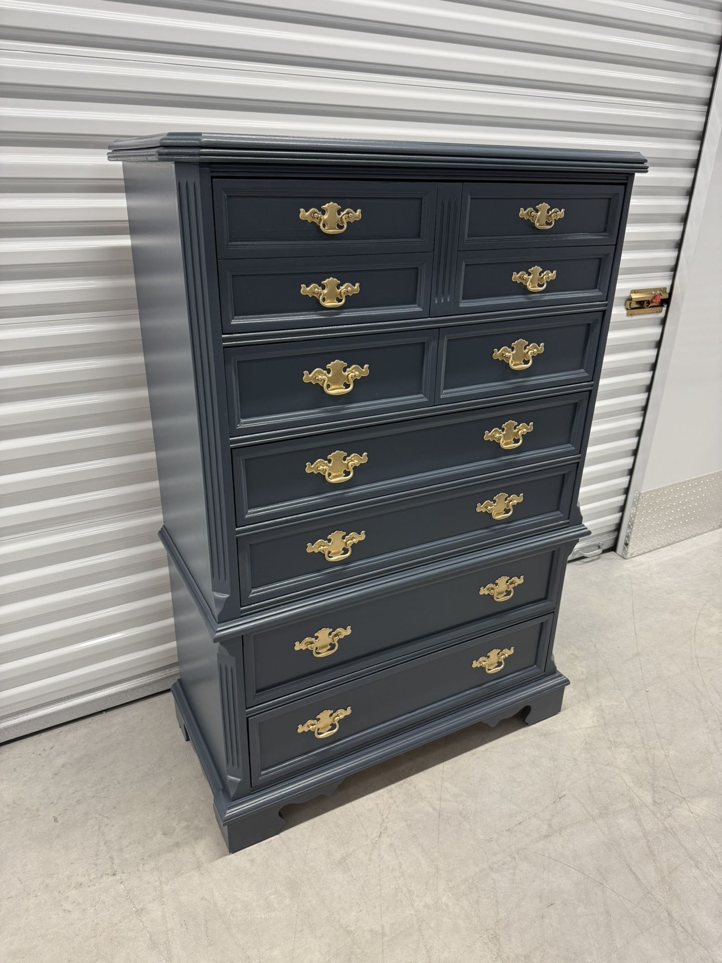 🚨 Free Delivery Blue Navy Solid Wood - 6 Drawers