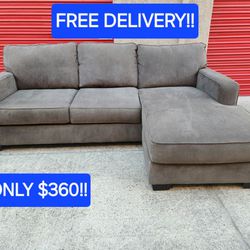 Like New L Spahed Sofa with Chaise