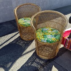 Vintage Wicker Boho Chairs 