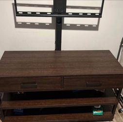 TV Frame  + Table w/ 2 Drawers & 2 Display Shelves [46” (W) x 48” (L)]