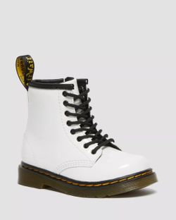 Dr. Martens 1460 White Patent Leather Lace Up Boots