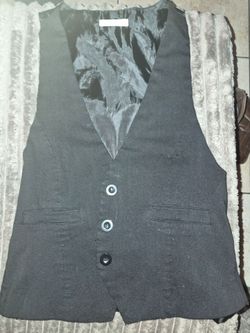 Black Dress Vest with Satin Lapels