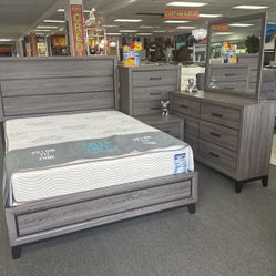 4th Of July Pre Sale🇺🇸Beautiful Grey 5pc Bedroom Furniture Set Available Limited Time Only $599 (Huge Saving)