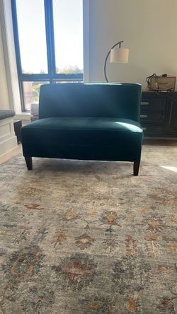 Teal Velvet Armless Loveseat