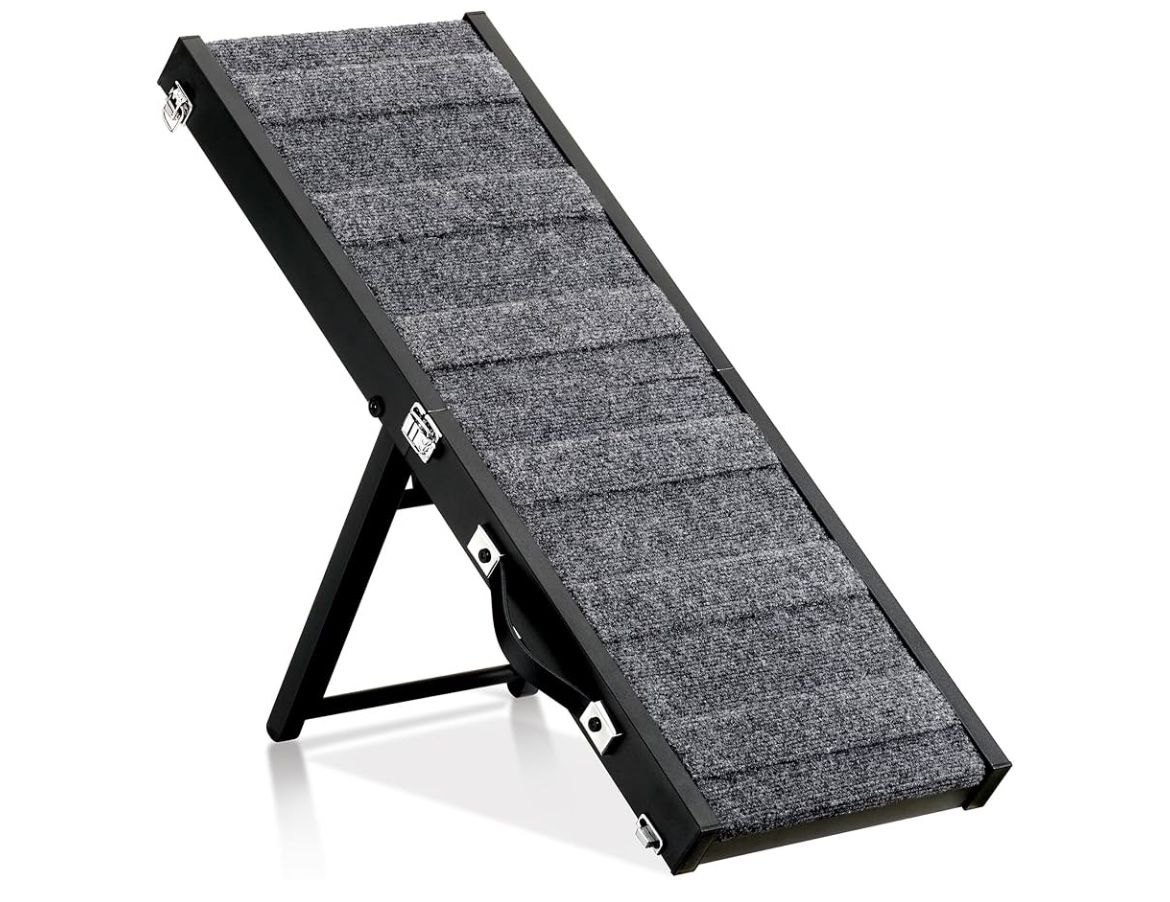 Dog Ramp For Couch, Folding Pet Stair Ramp With 4 Level Adjustable Hight, Non-Slip Dog Steps For Small Dogs, Portable Wood Dog Car Ramp For Indoor Sof