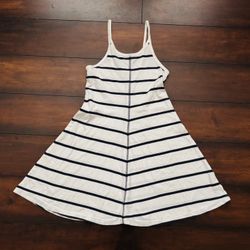 Little Girl Clothes Old Navy Blue And White Striped Dress Size 8 Fits 7/8