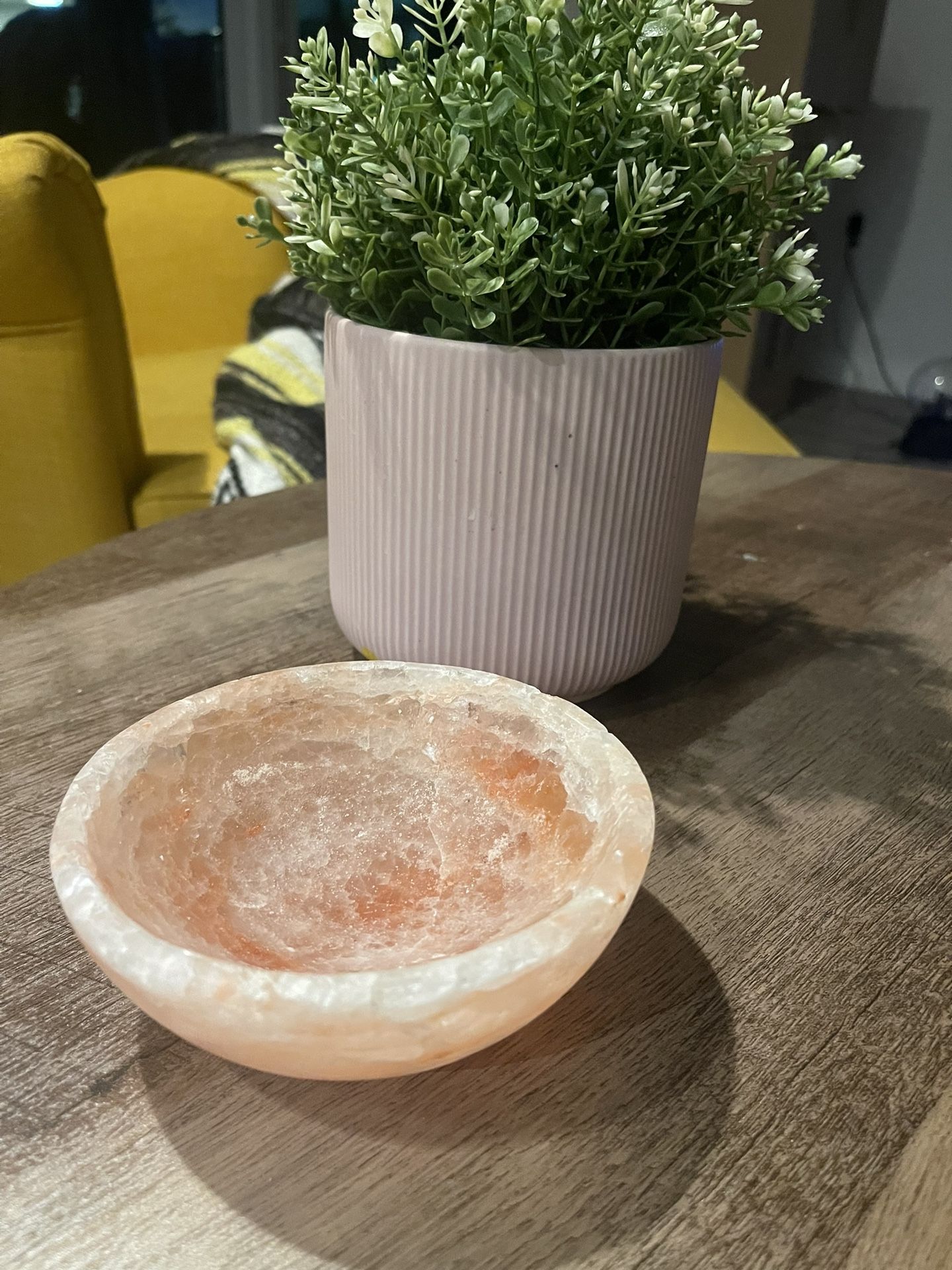 Pure Pink Salt Bowl For Charging Crystals