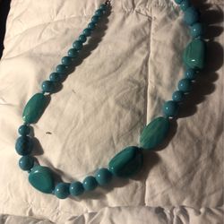 Blue Teal Vintage Necklace 