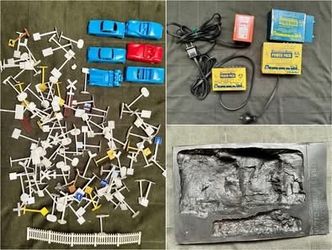 FREE HO Model Train Parts Lot - Signs Cars Scenery Power Packs Rock Mold