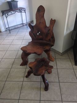 Teak Root wood Chair and Footstool