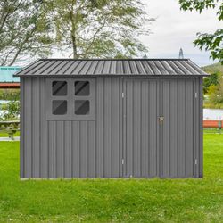 Metal garden sheds 6ftx8ft outdoor storage sheds Grey with window