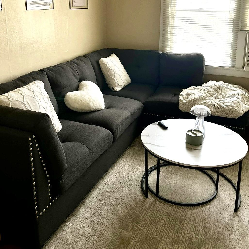 Dark gray sectional sofa