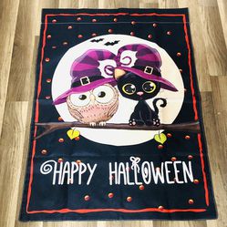 Happy Halloween Spooky Owl & Witch Panel ( 39.5”x 27” )