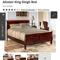King bed frame with head board and foot board with 2 matching side tables