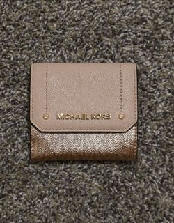 Michael Kors Blush Pink Rose Gold Metallic Trifold Wallet NWOT