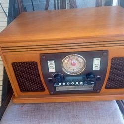 Victrola Navigator 8-in-1 Bluetooth Record Player with Built-in Speakers – 3 Speed Turntable, CD Player, Cassette,