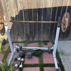 Weights/Workout equipment +Squat rack