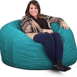 Large Bean Bag Chair, Teal Suede