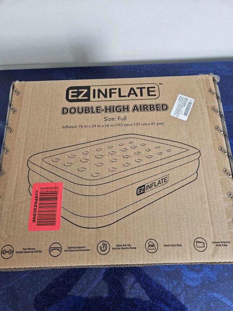 Brand New Sealed, EZINFLATE, DOUBLE HIGH AIRBED, FULL SIZE