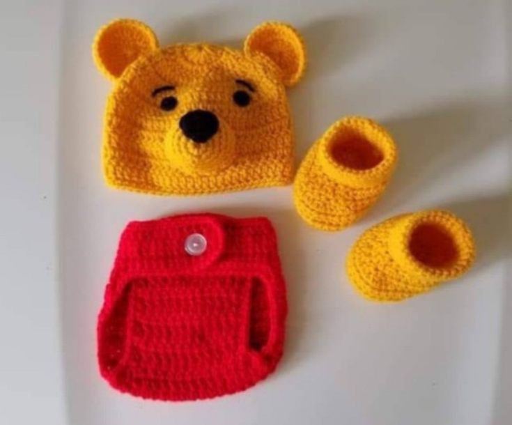 Crochet Baby Boy Winnie The Pooh Inspired Outfit Photo Prop 