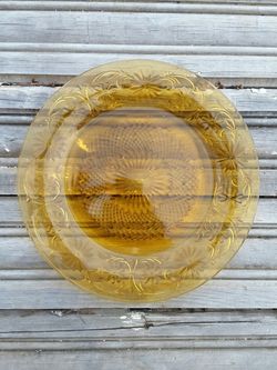 Amber depression glass plate Indiana Sandwich Glass tiara