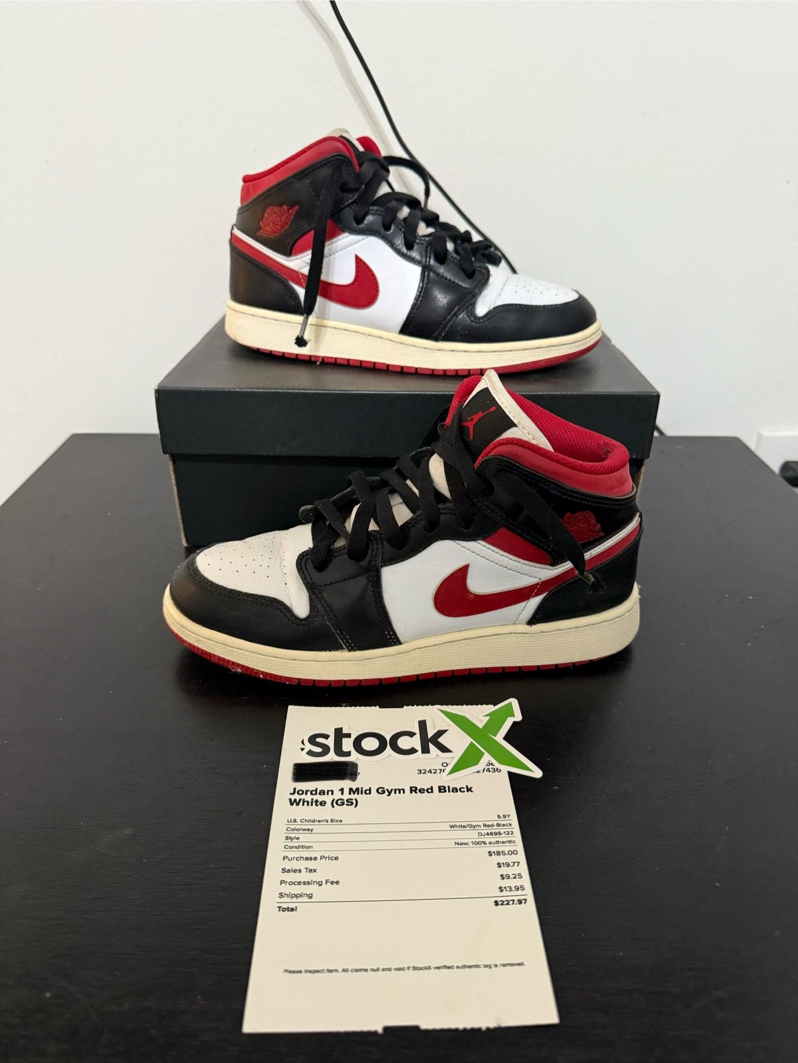 Jordan 1 Mid Gym Red Black White (GS)