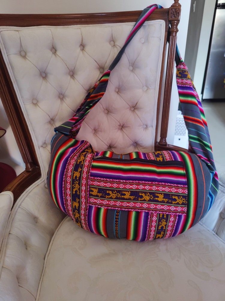 Tote Bag Hobo Sling Bag Bindle Travel Crossbody Peruvian Woven Purse Handmade Kendall Area