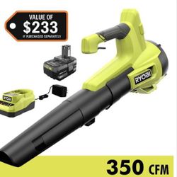 ONE+ 18V 100 MPH 350 CFM Cordless Battery Variable Speed Jet Fan Leaf Blower with 4.0 Ah Battery and Charger