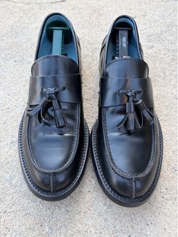 Dolce & Gabbana Men’s Black Leather Kiltie Tassel Loafers Made in Italy Sz 41.5
