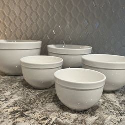 Crate & Barrel Stoneware Mixing and Serving Bowls, Set of 5