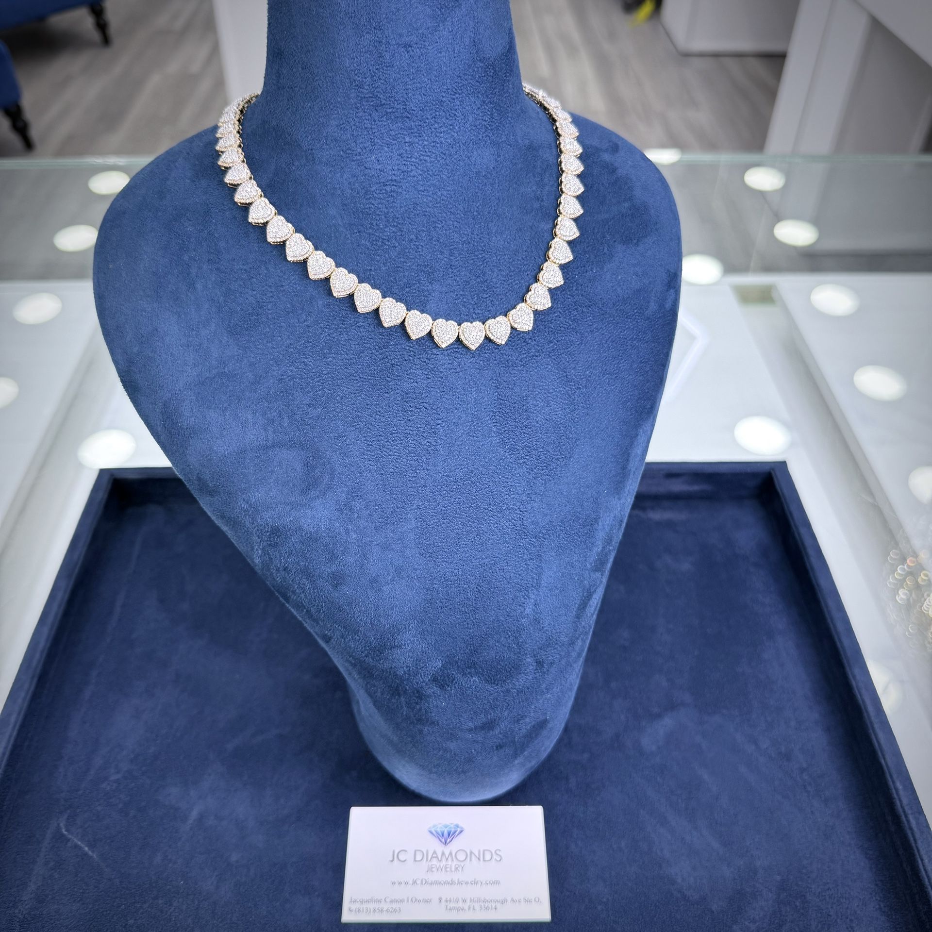 Chain Heart Diamonds Natural Real 10 MM WIDE 1ok Gold