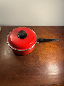 Vintage San Ignacio Red Enamel Sauce Pan