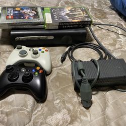 Xbox 360/ With 2 Controllers/ Cords And Games