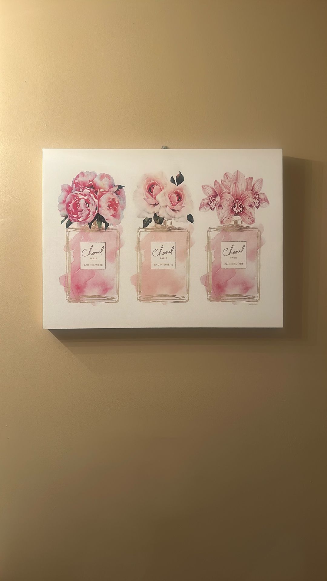 Pink Perfume Bottle Canvas Wall Art 18x24