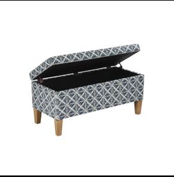 New Other HomePop 36" Decorative Storage Bench, Blue Geometric Pattern