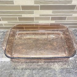 Pyrex Cranberry Casserole Dish 13 X 9 X 2in. Vintage Glass Dish