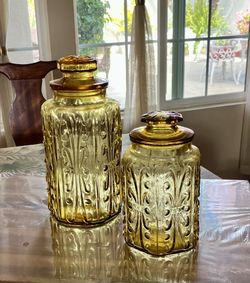 Vintage Gold Glass Jars