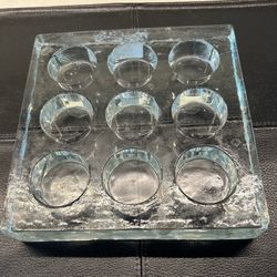 Vintage Blenko Like Heavy Glass Nine Tea Light Holder