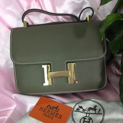 Hermes Premium Color Earth Gray Tote Shoulder Bag