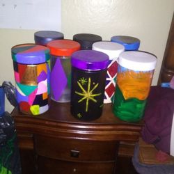 Hand Painted Plastic Storage Bottle