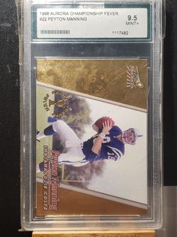 Peyton Manning Rookie Mint 9.5 1998 Aurora Championship Fever #22 Gold Panini Indianapolis Colts Denver Broncos
