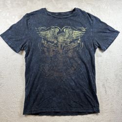 Y2K Affliction “Style” All Over Skull Print Wings  Men’s M Blue T-Shirt #2083