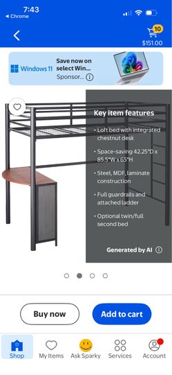 Free Twin Bunk Bed with mattress