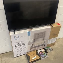 BUNDLE DEAL - 43” VIZIO SMART 4K LED TV + BRAND NEW TWIN TIFTED PLATFORM BED + BRAND NEW  WALL MOUNT + BRAND NEW LED LIGHTS + AMAZON FIRESTICK
