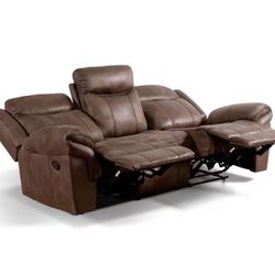 Brown Couch With Recliners 