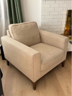 Mid-Century Modern Accent Chair – Cream/Beige