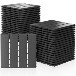 48 Pack Plastic Interlocking Patio Deck Tiles Waterproof All Weather