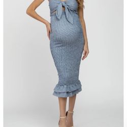 Blue Maternity Midi Dress 