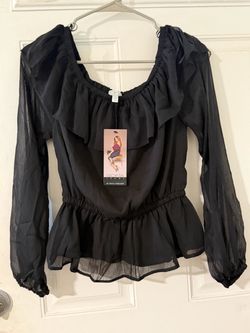 Sofia Jeans by Sofia Vergara Black Ruffle Blouse